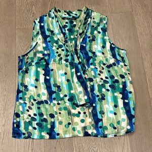 Zac & Rachel Vibrant Green and Blue Sleeveless Blouse